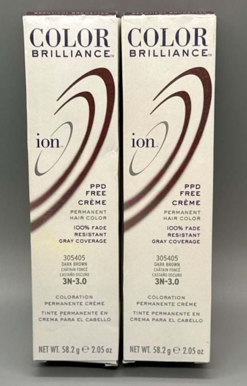 (2) 2.05oz Ion Color Brilliance Permanent Creme Hair Color 3N 3.0 Dark Brown NEW